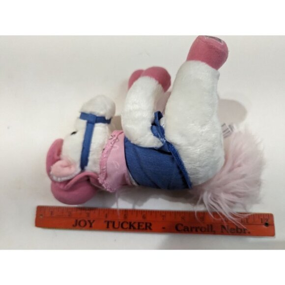 Aurora White Horse Plush Stuffed Animal Bean Bag Western Rodeo Pink Bandana Hat - Picture 8 of 10